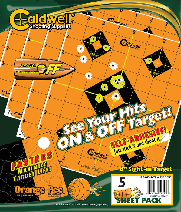 Caldwell 1166102 Orange Peel  Self-Adhesive 8" Target 5 Pack