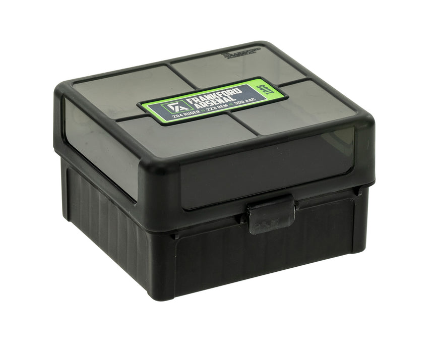 Frankford Arsenal 1083799 Hinge-Top Ammo Box 300 Win Mag 204 Cal 223 Cal Black High Density Polymer 100rd