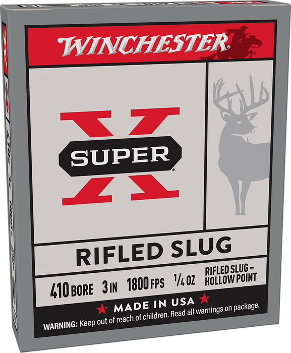 Winchester Ammo X413RS5 Super X  410Gauge 3" 1/4oz Rifled Slug Shot 5 Per Box/50 Case