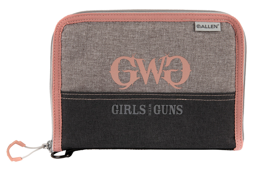 Girls With Guns 9072 Roses Are Gold Handgun Case 9" Gray w/Rose Gold Accents, Lockable Zipper