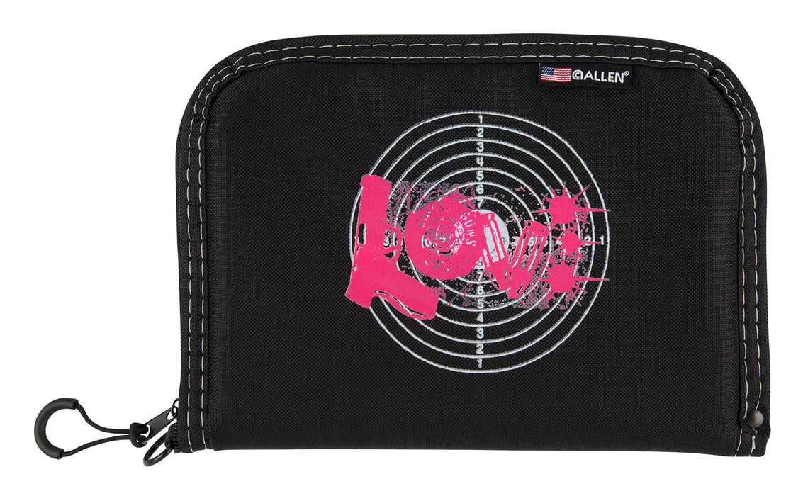 Girls With Guns 9075 Love Handgun Case 10" Lockable Zipper, Black w/Pink Love Graphic