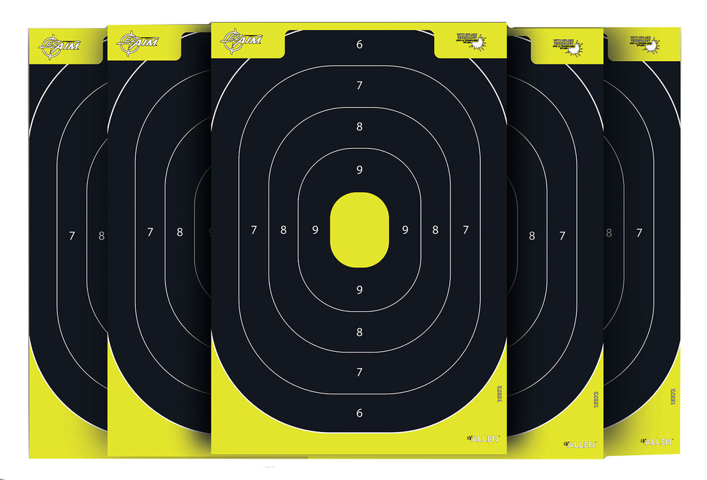EZ-Aim 1537230 Splash Reactive  IPSC Silhouette Paper Hanging 12.50" W X 18.25" H Chartreuse/Black 30 Per Pkg