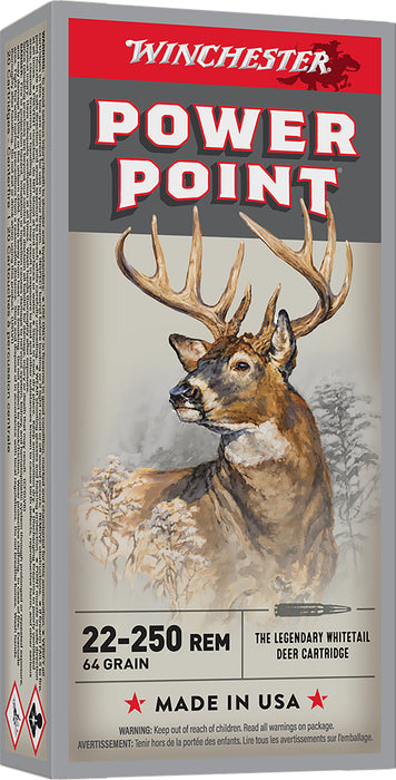 Winchester Ammo X222502 Power-Point  22-250Rem 64gr 20 Per Box/10 Case
