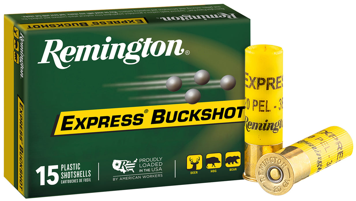 Remington Ammunition 26877 Express  20 Gauge 2.75" 8 Pellets 1325 fps 000 Buck Shot 15 Bx/5 Cs