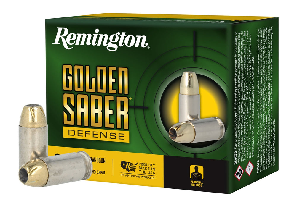 Remington Ammunition 27612 Golden Saber Defense 45ACP 230gr Brass Jacketed Hollow Point 20 Per Box/25 Case
