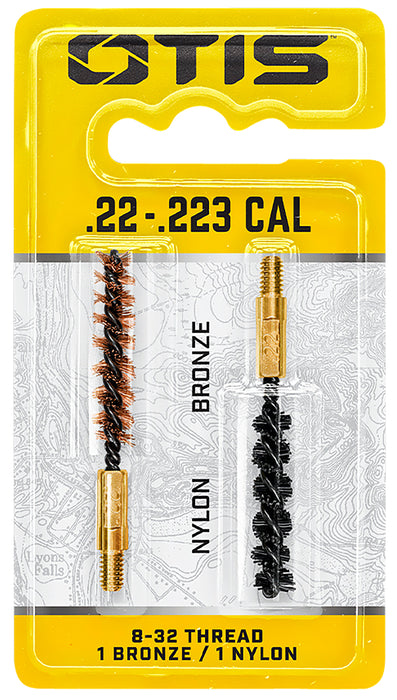 Otis FG322NB Bore Brush Set  5.56mm/22 LR/22-250/223 Cal 8-32" Thread 2" Long Bronze/Nylon Bristles 2 Per Pkg