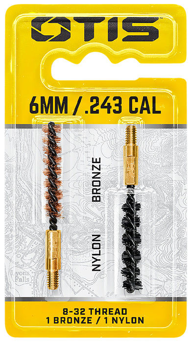 Otis FG325NB Bore Brush Set  6mm/250/243/257 Cal 8-32" Thread 2" Long Bronze/Nylon Bristles 2 Per Pkg