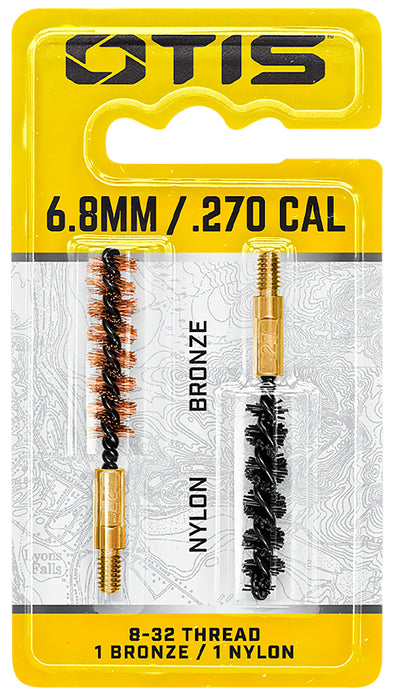 Otis FG327NB Bore Brush Set  6.8mm/7mm/270 Cal 8-32" Thread 2" Long Bronze/Nylon Bristles 2 Per Pkg