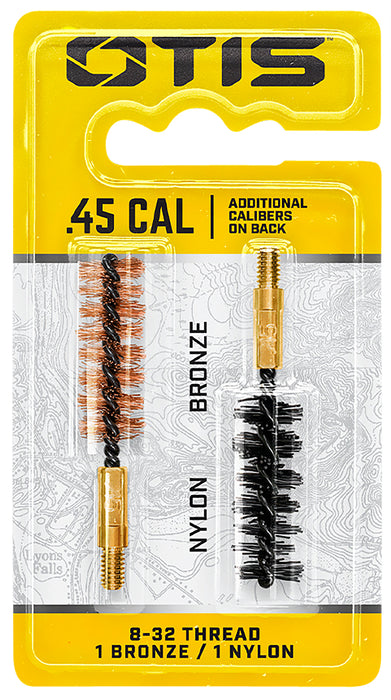 Otis FG345NB Bore Brush Set  44 Mag/458/45/460/450/454 Cal 8-32" Thread 2" Long Bronze/Nylon Bristles 2 Per Pkg