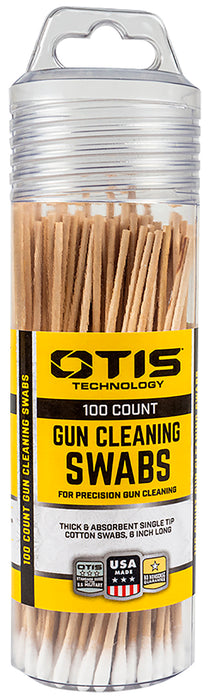 Otis FG241100 Gun Cleaning Swabs Cotton/Wood 6" Long 100 Includes Reusable Storage Tube