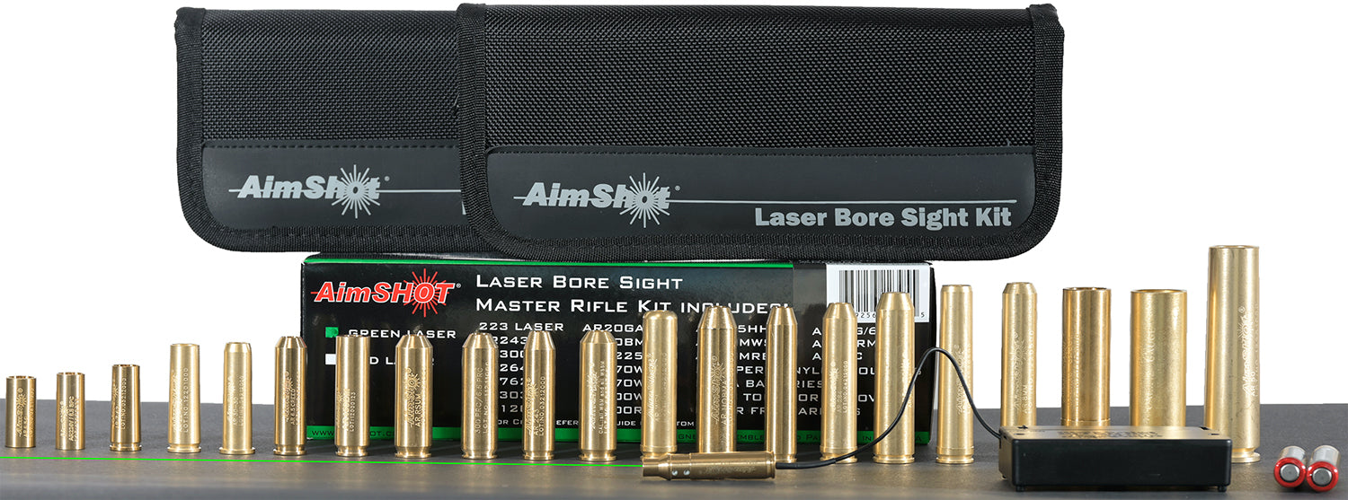 AimShot  Master Kit  Multi-Caliber Bore Sight with Green 532nM Laser & Uses 2 AAA Batteries for Rifles (Batteries Not Included)