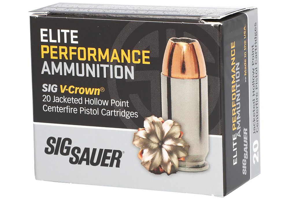 Sig Sauer E10MM20020 Elite Defense  10mm Auto 200 gr 1050 fps V-Crown Jacketed Hollow Point (VJHP) 20 Bx/10 Cs