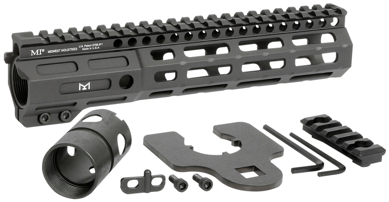 Midwest Industries MINF925 Night Fighter  9.25" M-LOK Black Hardcoat Anodized Aluminum Includes Barrel Wrench, Nut, & 5 Slot Rail