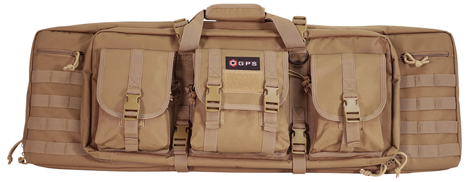 GPS Bags DRC36FDE Double Rifle Case 36" Flat Dark Earth 600D Polyester w/ 2 Padded Pistol Sleeves MOLLE Webbing & Lockable Zippers