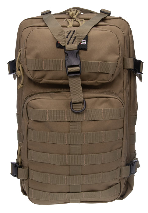 GPS Bags GPST1712BPT Tactical Bugout Tan Polyester with 15" Laptop Sleeve & Retention System for 2 Pistols & Magazines