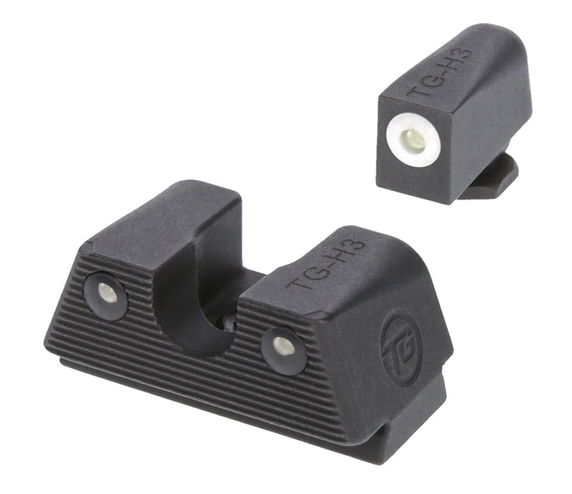 TruGlo TGTG231G1XW Tritium X  Low, White Outline Tritium Front/ Green Tritium Rear/Black Nitride Fortress Frame, Compatible w/Most Glock Except MOS, Front Post/Rear Dovetail Mount