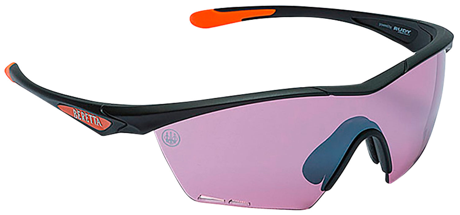 Beretta USA OC031A2354039AUNI Clash Shooting Glasses Purple Lens Black with Orange Accents Frame