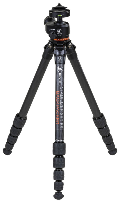 Gunwerks PDG2053 Revic Stabilizer Backpacker made of Carbon Fiber with Black Finish, 3-50" Vertical Adjustment,  Ball Head with Pan, 3 Angle Stops & Interchangeable Rubber/Spike Feet