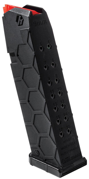 Hexmag HX17G17BLK Standard  17rd 9mm Luger Compatible w/Glock 17/26/34 Gen3-5 Black Carbon Senthex