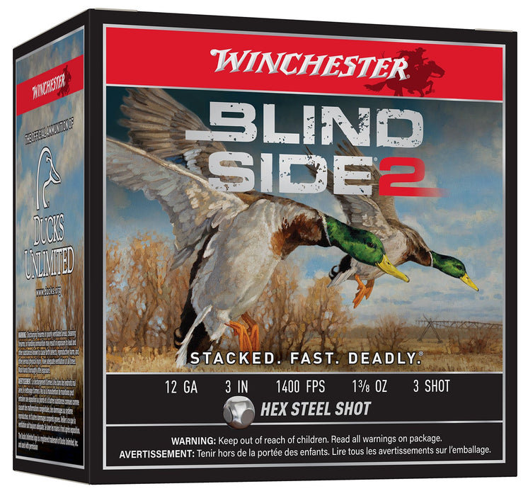 Winchester Ammo XBS1233 Blind Side 2  12 Gauge 3" 1 3/8 oz 1400 fps 3 Shot 25 Bx/10 Cs