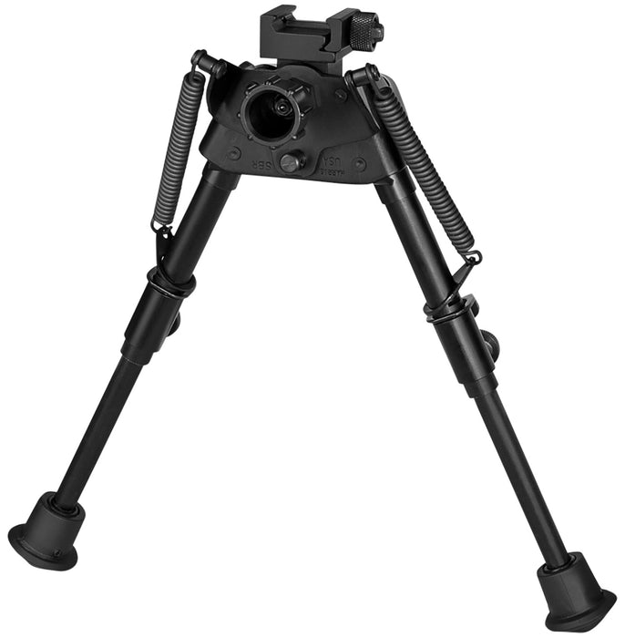 Harris Bipods S-BRP Swivel BR Picatinny, 6-9", Black Steel/Aluminum, Rubber Feet