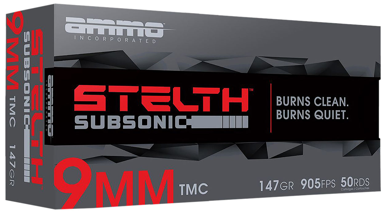 Ammo Inc 9147TMCSTL stelTH  9mm Luger 147 gr Total Metal Case (TMC) 50 Per Box/20 Cs