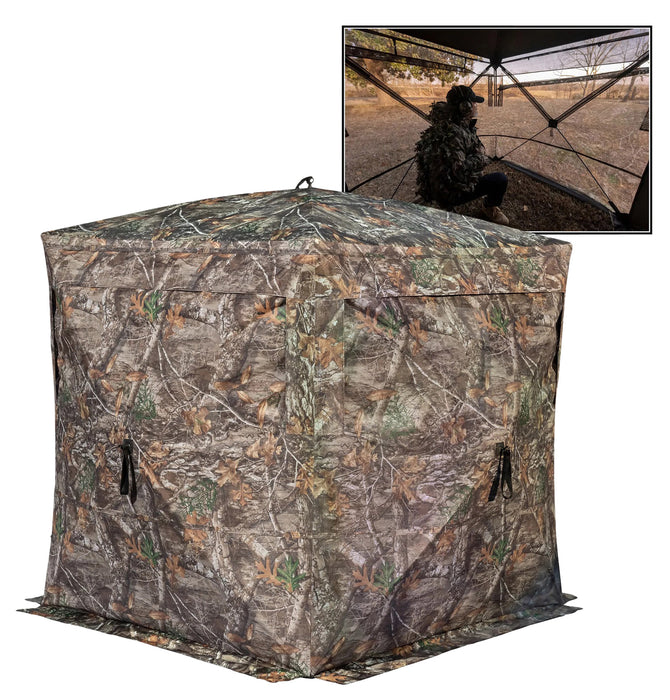 Rhino Blinds R180-ST-RTE Hybrid R180 See Through Realtree Edge 150 Denier/Mesh 58" x 58", 66" High