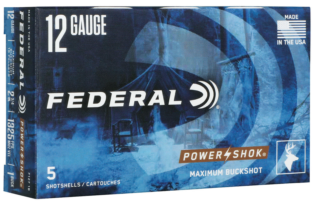 Federal F1271B Power-Shok Max Buck 12 Gauge 2.75" 16 Pellets 1 Buck Shot 5 Bx/50 Cs