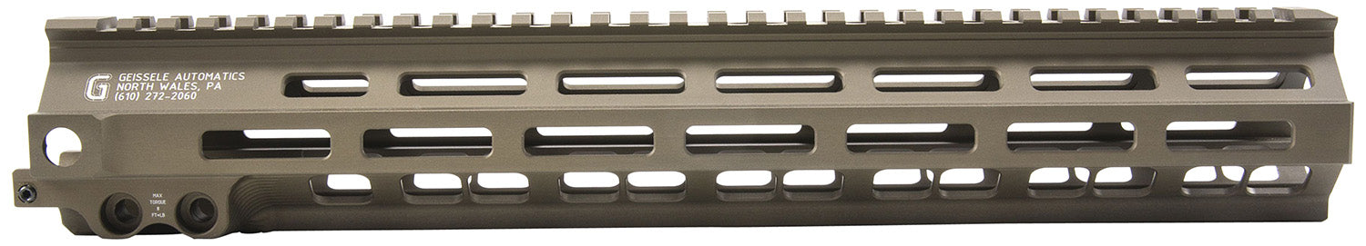 Geissele Automatics 05285S Super Modular Rail MK8 13.50" M-LOK, Desert Dirt Aluminum for AR Platform, Barrel Nut Included