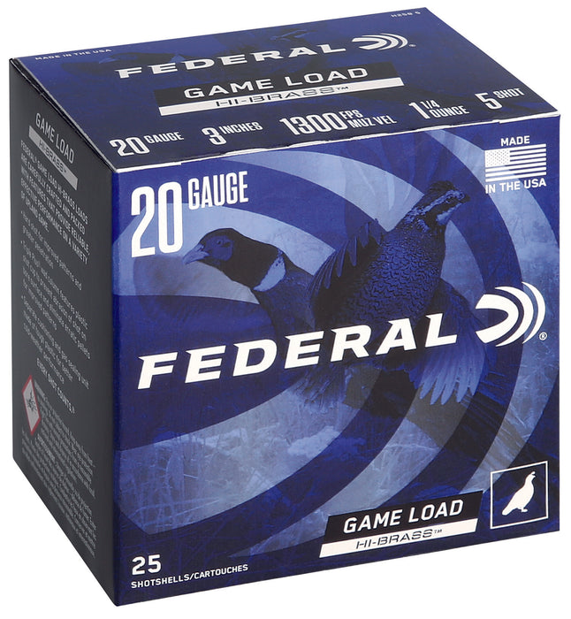 Federal H2585 Game-Shok High Brass 20 Gauge 3" 1 1/4 oz 1300 fps 5 Shot 25 Bx/10 Cs