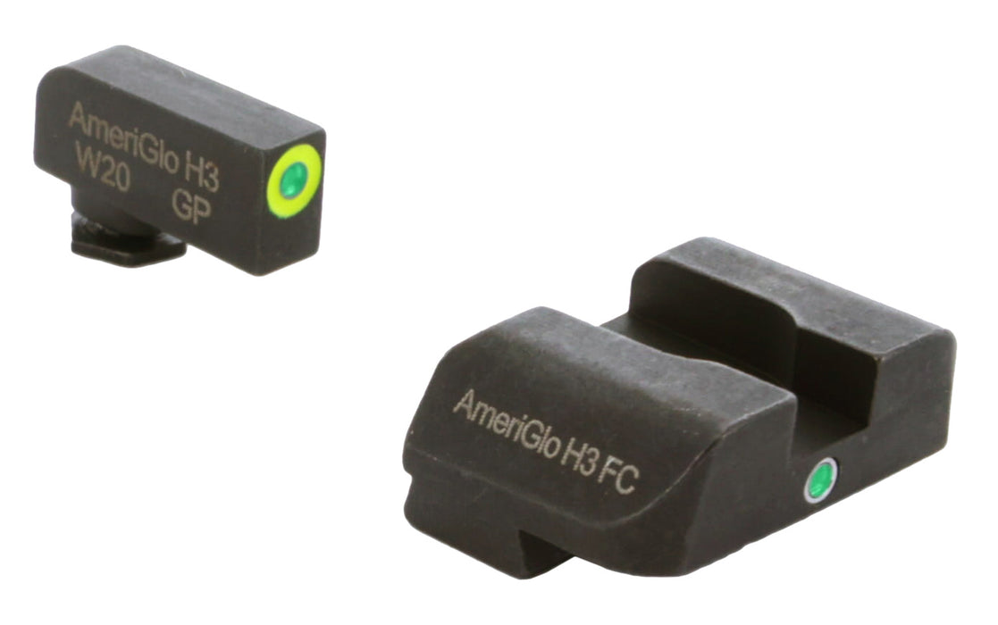 AmeriGlo GL301 i-Dot Sight set for Glock  Black | Green Tritium with Lumigreen Outline Front Sight Green Tritium i-Dot Rear Sight