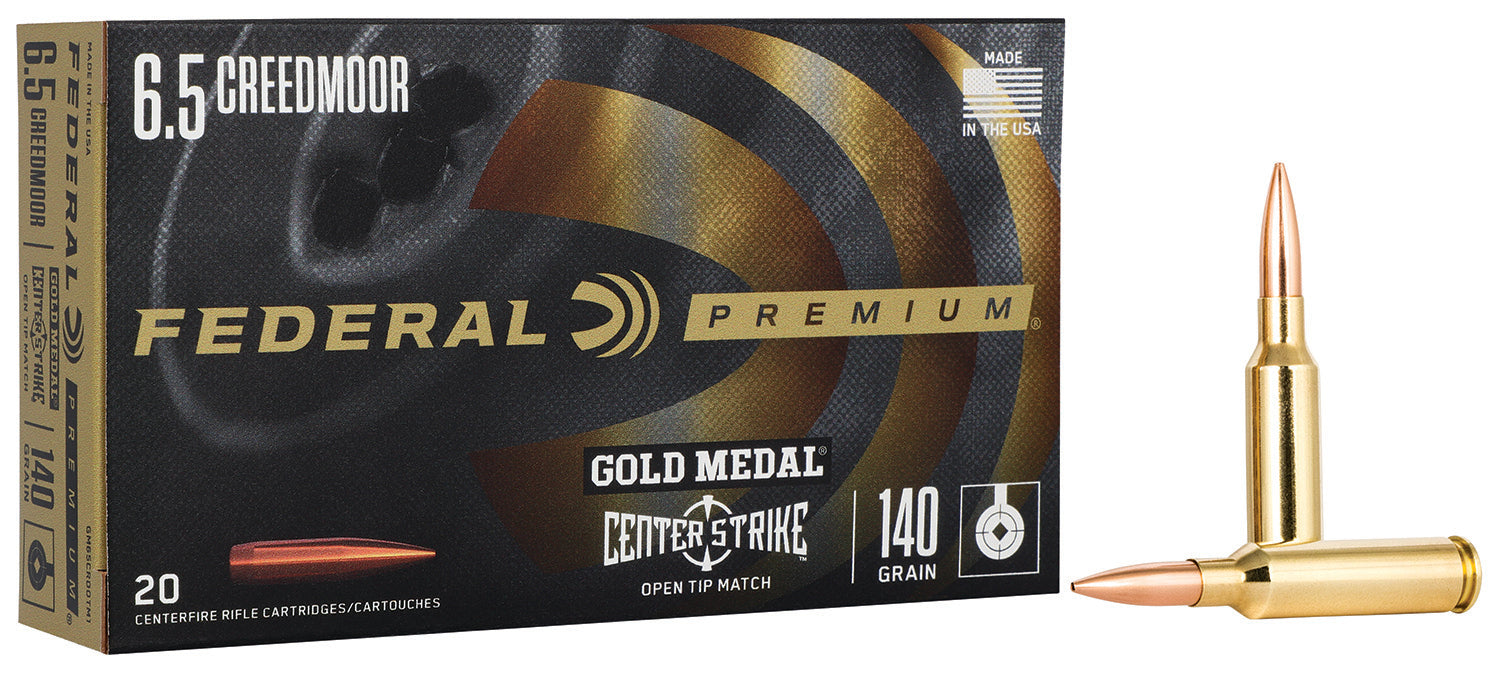 Federal GM65CRDOTM1 Gold Medal  6.5 Creedmoor 140 gr Open Tip Match (OTM) 20 Bx/10 Cs