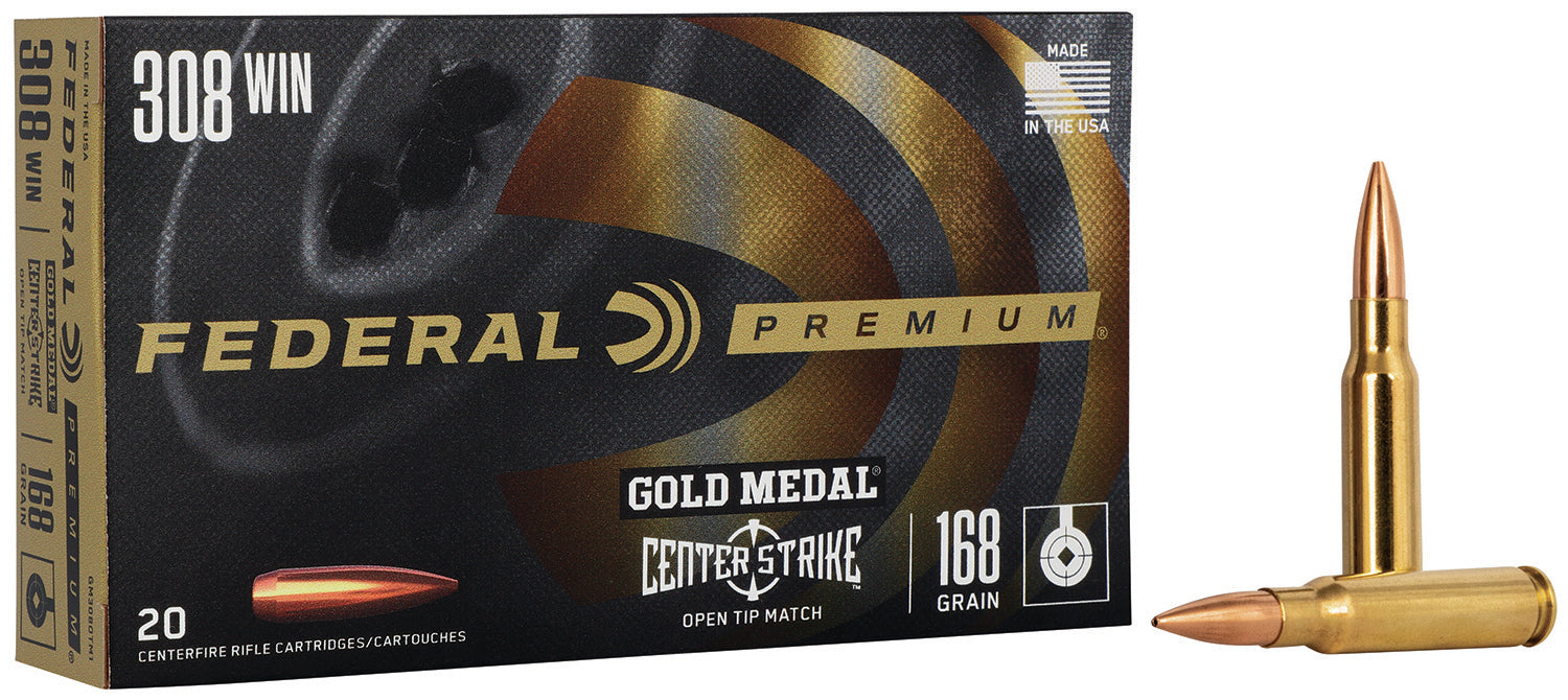 Federal GM308OTM1 Premium Gold Medal 308Win 168gr Open Tip Match