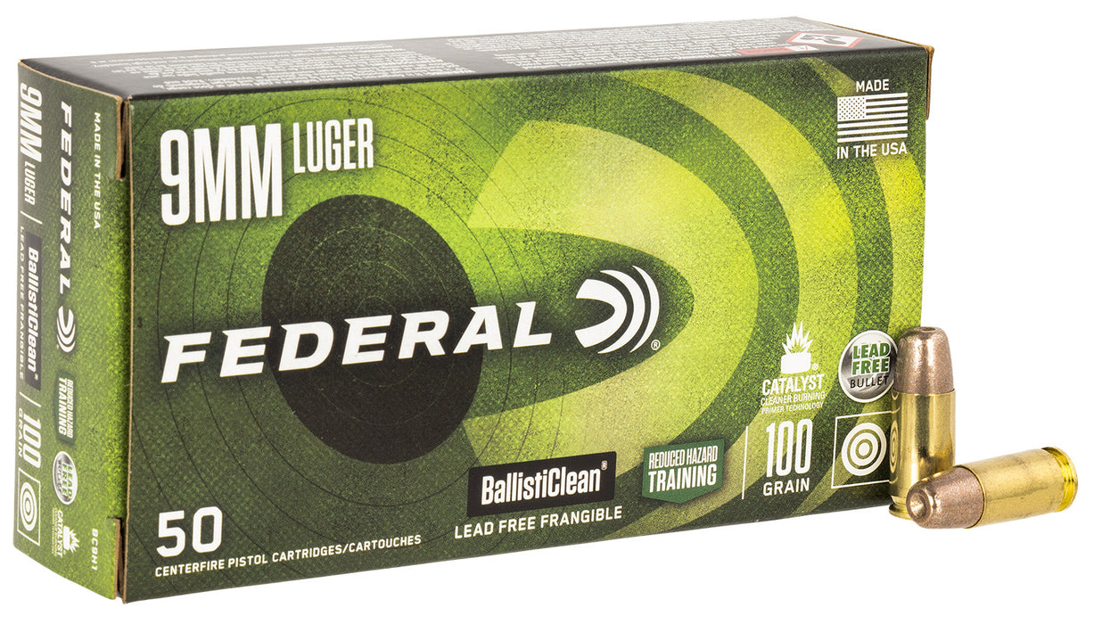 Federal BC9H1 BallistiClean  9mm BallistiClean 100 gr Lead-Free Frangible 50 Per Box/20 Cs