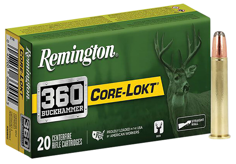 Remington Ammunition R27742   360 Buckhammer 180 gr Soft Point Core-Lokt (SPCL) 20 Bx/10 Cs