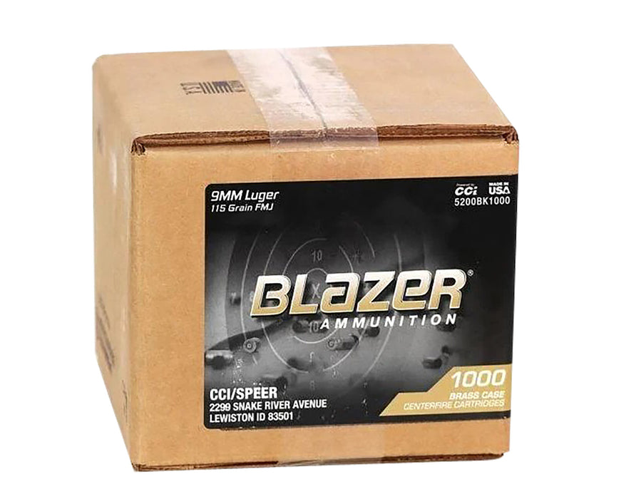 CCI 5200BK1000 Blazer Brass  9mm 115 gr Full Metal Jacket (FMJ) 1000 Per Box/1 Cs