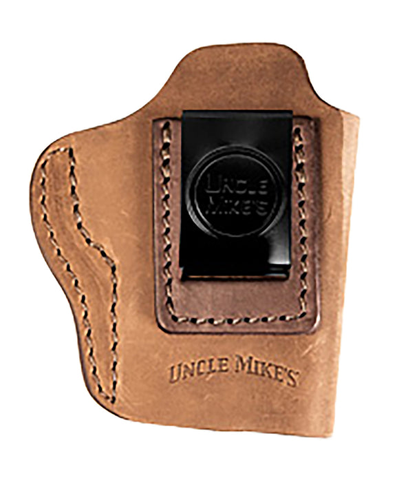 Uncle Mikes-leather(1791) UMIWB3BRWA Inside the Waistband IWB Size 03, Brown Leather, Compatible w/Springfield Hellcat, Glock 42/43, Belt Clip Mount, Right Hand