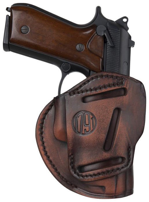 1791 Gunleather 3WH3VTGA 3-Way  IWB/OWB Size 03 Vintage Leather Belt Loop Fits Ruger LC9 Fits Glock 26 Ambidextrous Hand