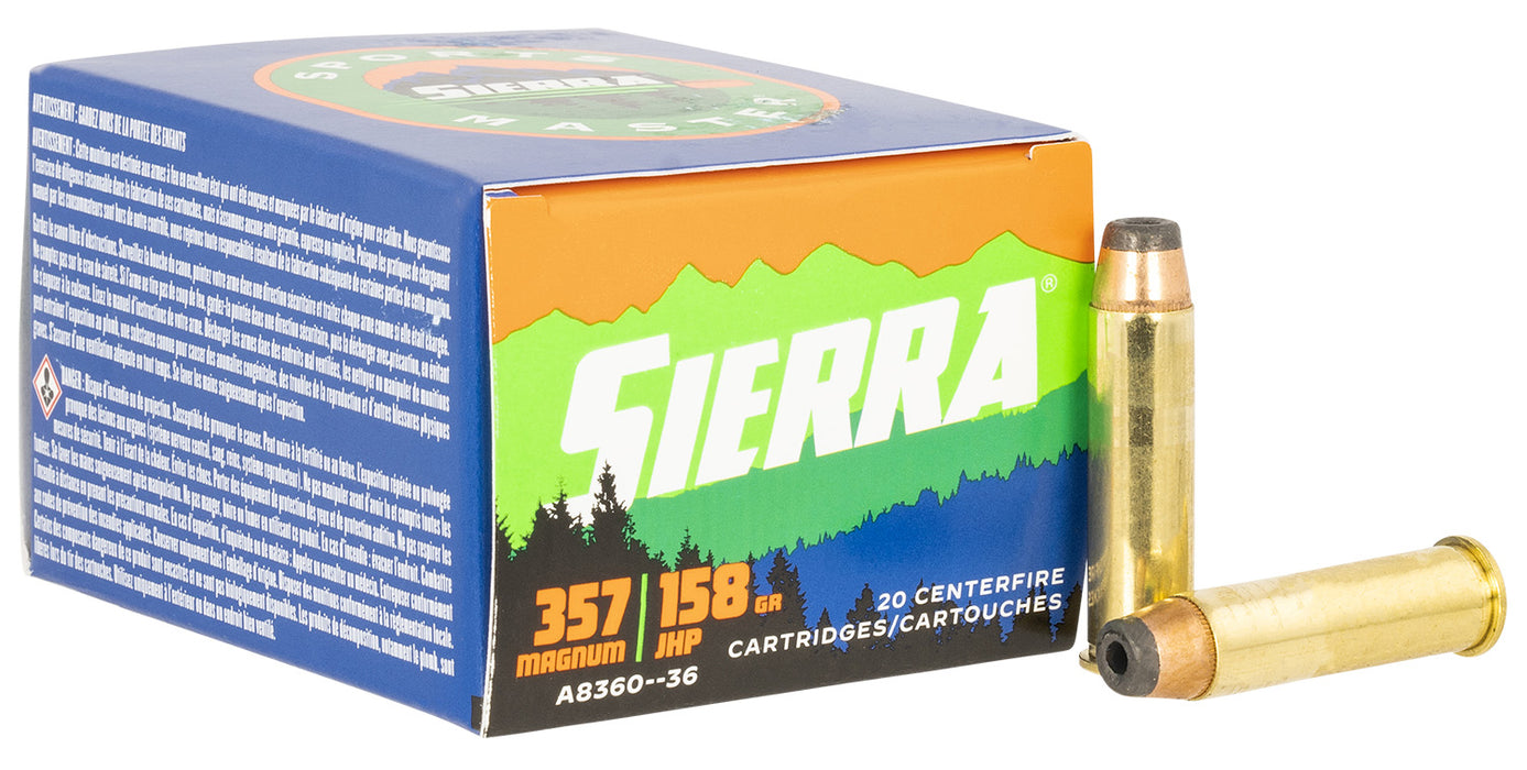 Sierra A836036 Outdoor Master  357 Mag 158 gr Jacket Hollow Point Sport Master 20 Per Box