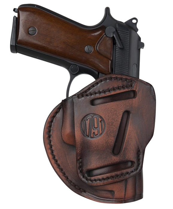 1791 Gunleather 3WH6VTGA 3-Way  IWB/OWB Size 06 Vintage Leather Belt Loop Fits Beretta 92 Fits Walther PPQ Fits Sig P320 Ambidextrous Hand