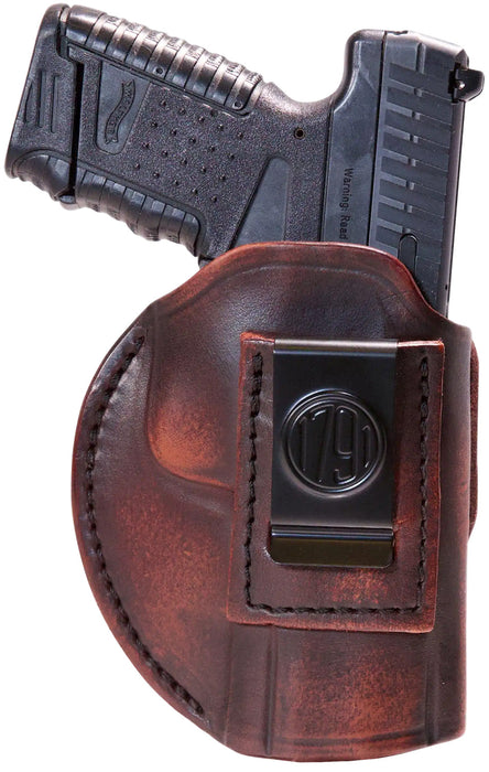 1791 Gunleather 4WH6VTGR 4-Way  IWB/OWB Size 06 Black Leather Belt Clip Compatible w/Glock 21/Walther PDP Ambidextrous