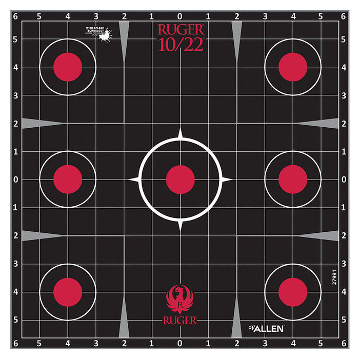 Allen 28001 Ruger 10/22 Splash Adhesive Target Kit Self-Adhesive Paper 17.5" X 13.5" Black/Red Includes 3 Paper Targets