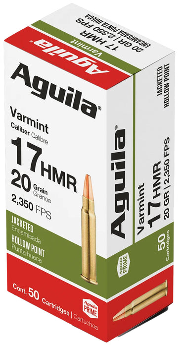 Aguila 1B222347 Varmint  17HMR 20gr Jacketed Hollow Point 50 Per Box/20 Case