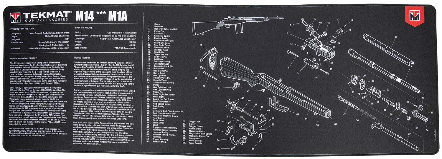 TekMat TEKR44M14 M14 (M1A) Cleaning Mat M14 (M1A) Parts Diagram 15" x 44"