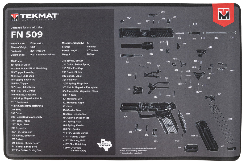 TekMat TEKR17FN509 FN 509 Cleaning Mat FN 509 Parts Diagram 11" x 17"