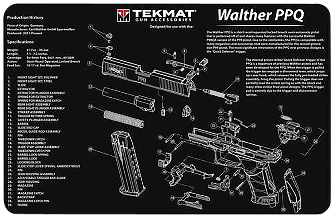 TekMat TEKR17WALQ5SF Walther Q5 SF Cleaning Mat Walther Q5 SF Parts Diagram 11" x 17"