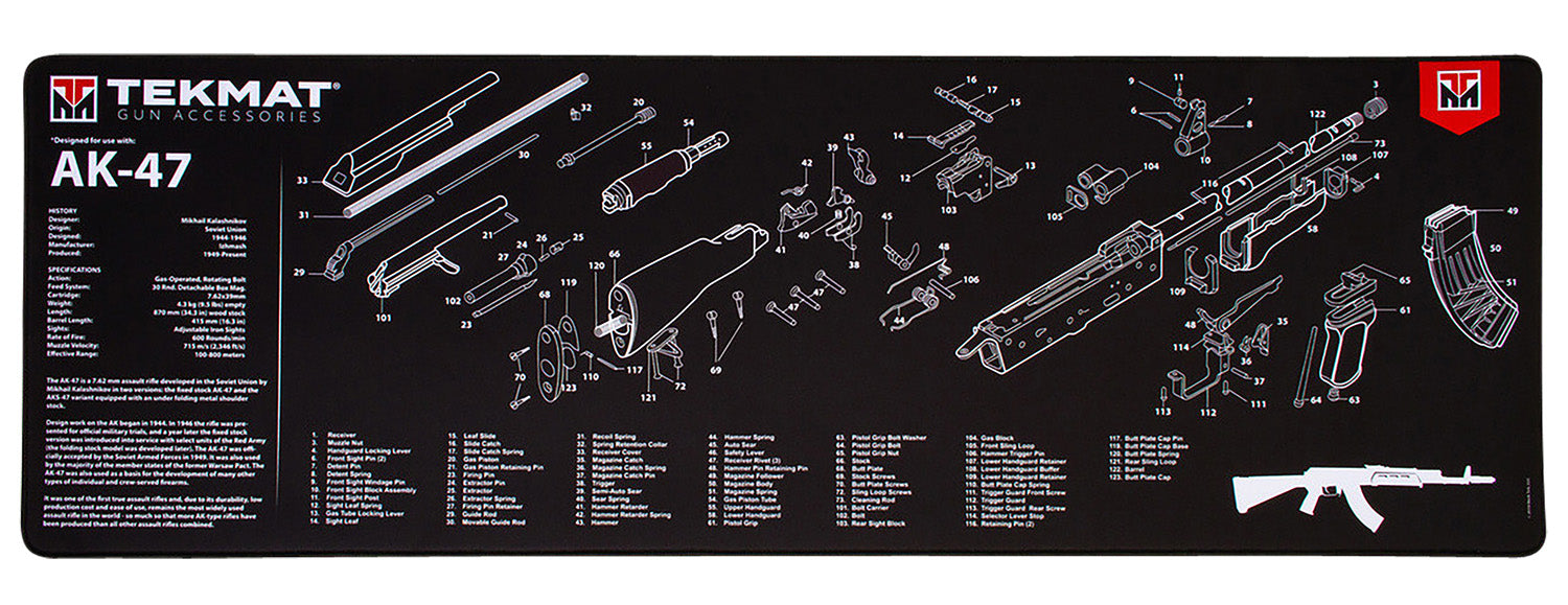 TekMat TEKR36AK47 AK-47 Ultra 44 Cleaning Mat AK-47 Parts Diagram 15" x 44"