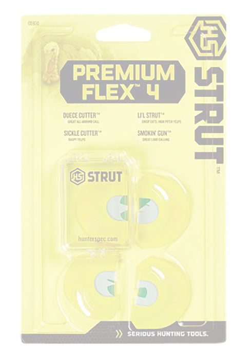 HS Strut STR05930 Premium Flex 4 Diaphragm Call Attracts Turkey Species Yellow Contains 4 Calls