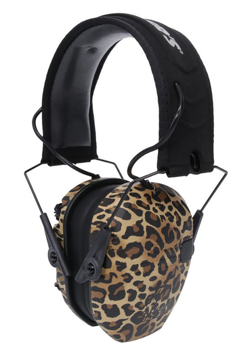 Walker's GWP-RSEM-LEO Razor Slim Electronic Muff 23 dB Over the Head Leopard Print/Black Polymer