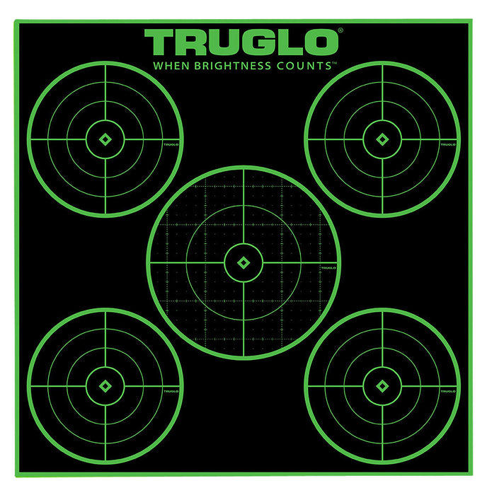 TruGlo TGTG11A25 Tru-See 5-Bull Target Black/Green Self-Adhesive Heavy Paper Universal Fluorescent Green 25 Pack